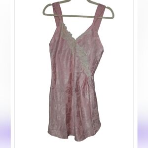 Vintage Victoria's Secret Blush Satin Chemise with Lace